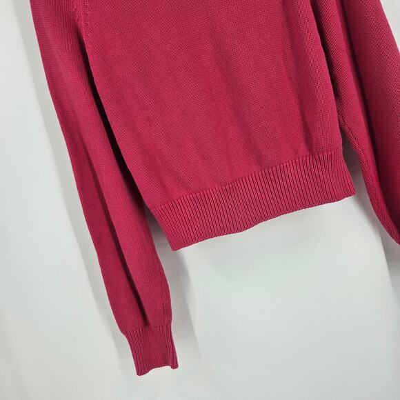 High Sport Cropped Sweater Pink Red Crewneck Long Sleeve Knit Pullover Size XS - Picture 3 of 5